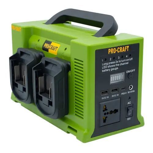 Акумуляторний інвертор напруги Procraft PSI20 + 4 АКБ 20/4 Turbo із вбудованим зарядним 4А 1615229 фото