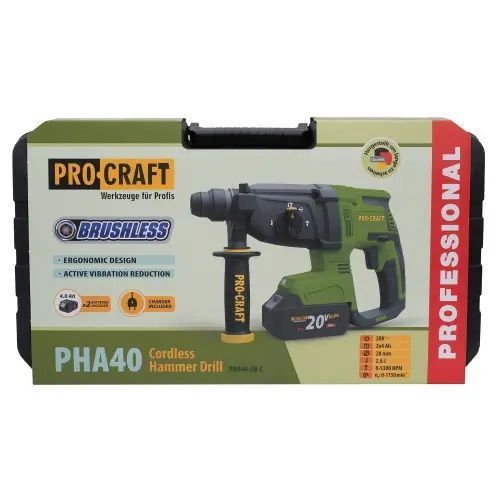 Аккумуляторный перфоратор Procraft PHA40 (2 АКБ 20/4 и зар. уст.) BMC КЕЙС 4664645 фото