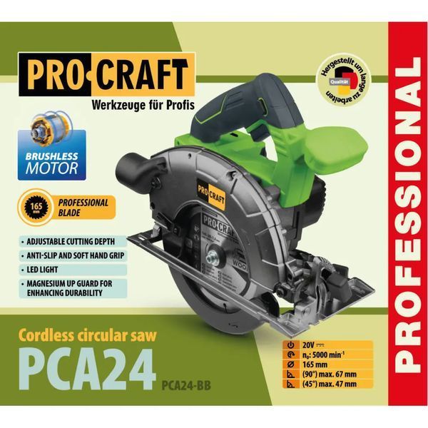 Акумуляторна дискова пила Procraft PCA24 (без АКБ та зар. прист.) безщіткова 7365506 фото