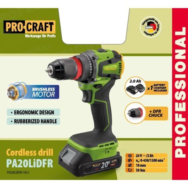 Шуруповерт Procraft PA20Li DFR (1 АКБ 2Аг, ЗП) КЕЙС 3868097 фото