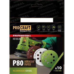 Круг шліфувальний самозачепний Procraft KB180.80 UNIVERSAL (набір 10 шт.) 8 отв. 2028188 фото
