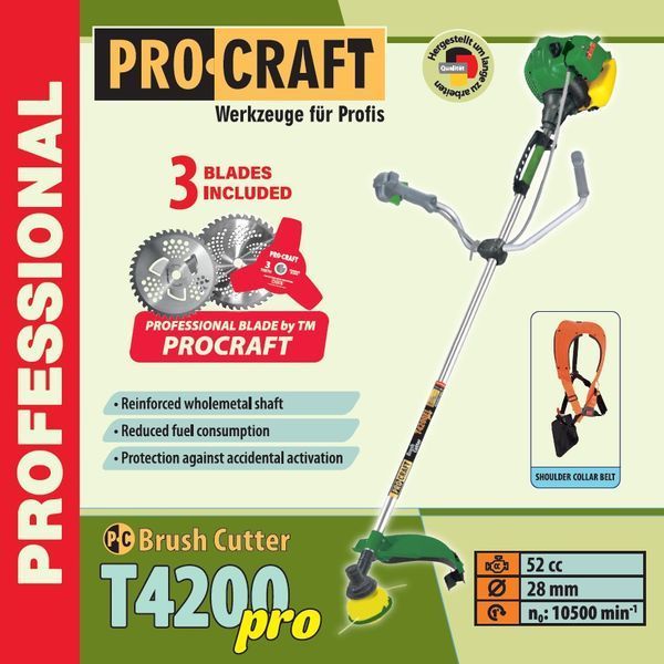 Коса бензиновая Procraft T4200 PRO &mdash; 4200 Вт, 52 см&sup3; 9813074 фото