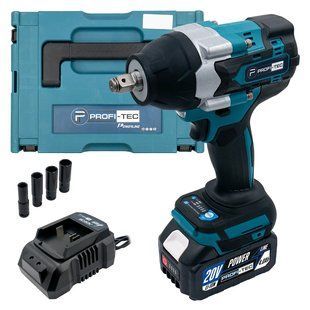 Акумуляторний ударний гайковерт PROFI-TEC DTW800BL (20 В, безщітковий двигун, 700 Нм, хвостовик 1/2&Prime;) 1&times;PT2040MP (4.0 Аг), ЗП BC20V, КЕЙС 4588692 фото