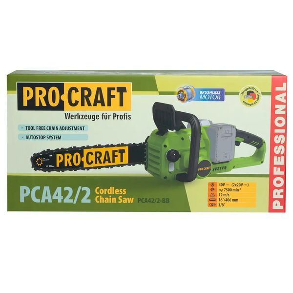 Аккумуляторная цепная пила Procraft PCA42/2 + 2 АКБ 20/4 UNIVERSAL и ЗП 20/2 8282984 фото