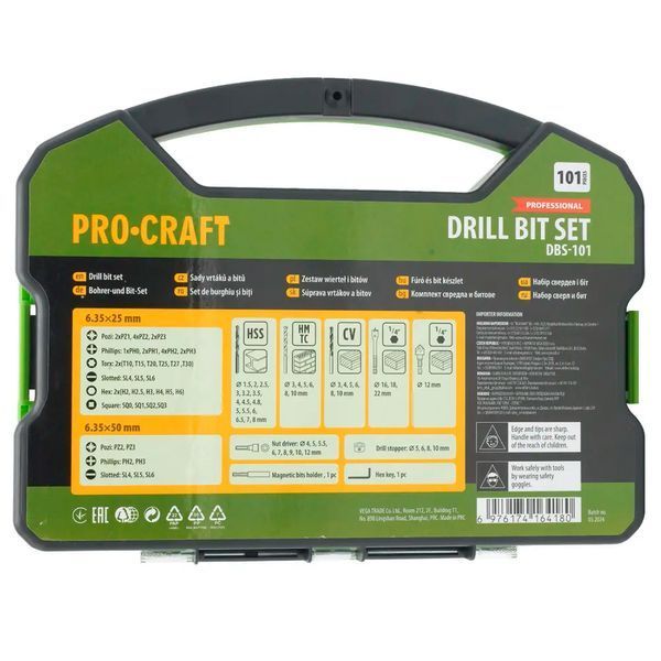 Набір свердл та біт Procraft DBS101 2371454 фото