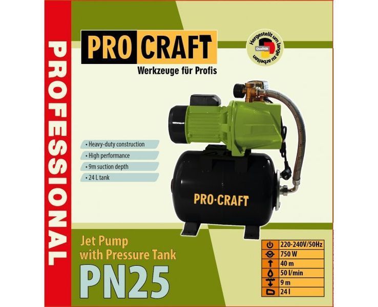 Насос поверхневий струменевий з баком Procraft PN25 1783106 фото