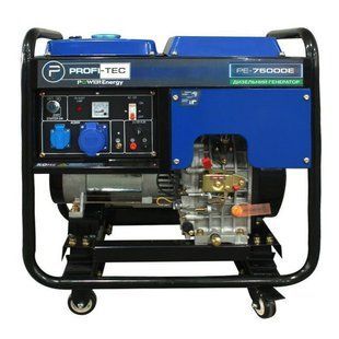 Генератор дизельний PROFI-TEC PE-7500DE 220 В, 7.5 кВт, електростартер, мідна обмотка 5943792 фото