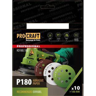 Круг шліфувальний самозачепний Procraft KD180.180 UNIVERSAL (набір 10 шт.) 8 отв. 3599382 фото