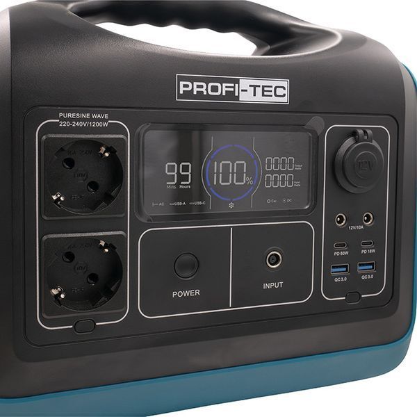 Портативная зарядная станция PROFI-TEC PPS1200 LiFePO4 1200/1500 Вт, батарея 992 Вт&middot;ч 7883836 фото