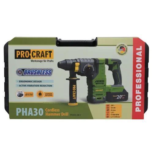 Аккумуляторный перфоратор Procraft PHA30 Кейс (с 2 АКБ и ЗУ) 8479496 фото