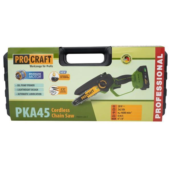 Аккумуляторная пила Procraft PKA45 (2ш. 2л. автоматическая смазка) с 2 АКБ 20/2 и ЗУ, Кейс 9097433 фото