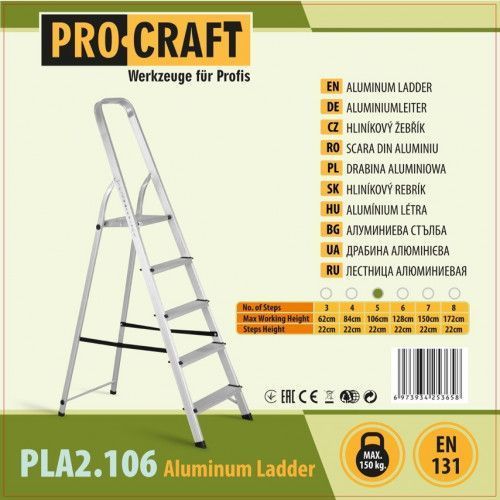 Драбина-стрем'янка (106 см) алюмінієва Procraft PLA2.106 1824698 фото