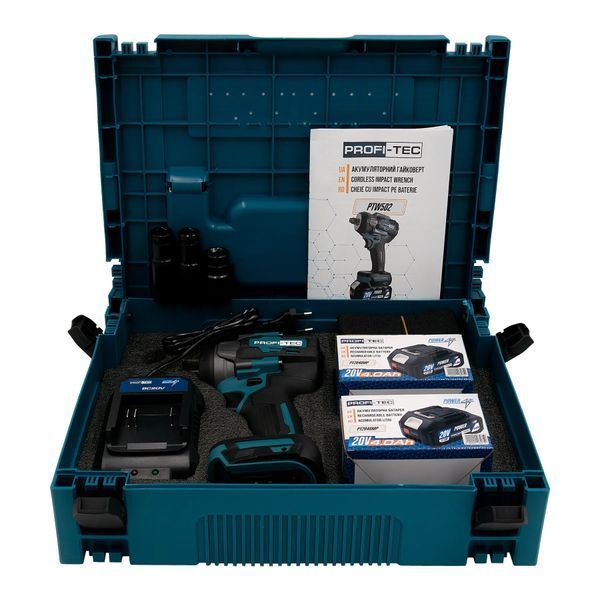 Аккумуляторный гайковерт PROFI-TEC PTW502 POWERLine (2&times;PT2040MP (4.0 Ач), зарядное устройство) 1078993 фото