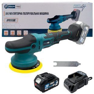 Акумуляторна ексцентрикова полірувальна машина PROFI-TEC DPO1515BL зі стабілізатором обертів Professional (20 В, безщітковий двигун, диск 150 мм, хід 15 мм) 1&times;PT2040MP (4.0 Аг), ЗП BC20V, коробка 2281460 фото