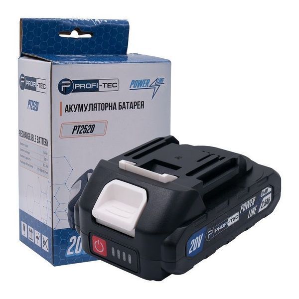 Аккумуляторная батарея PROFI-TEC PT2520MP POWERLine (20 В/2.5 Ач, высокоточная, с индикатором) 2840775 фото