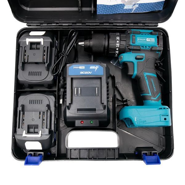 Аккумуляторный шуруповерт PROFI-TEC PCD5220 POWERLine (2&times;PT2020MP (2.0 Ач), зарядное устройство) 7461356 фото