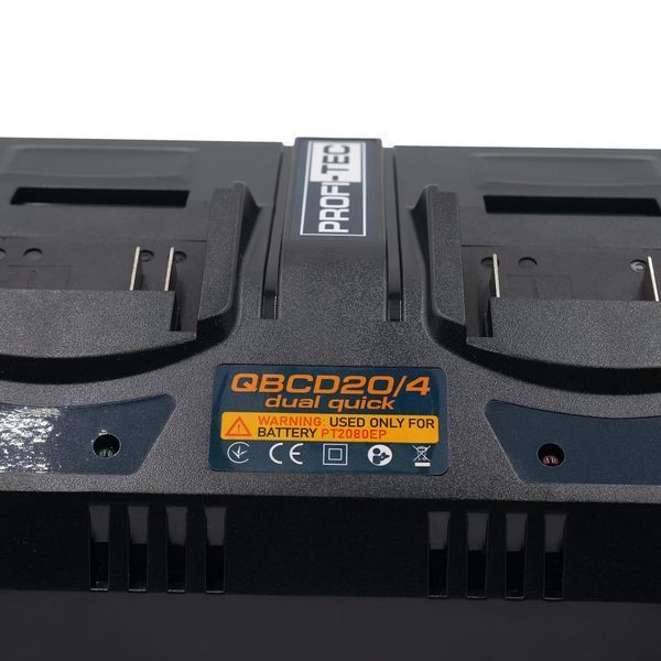 Акумуляторна батарея PROFI-TEC PT2080EP (20В/8,0Аг) 2 шт + Зарядний пристрій QBCD20/4 dual quick (4.0 А, для PT2080EP) 7053353 фото