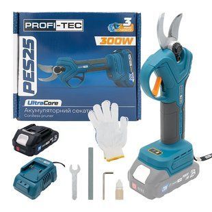 Акумуляторний секатор PROFI-TEC PES25 UltraCore (1&times;PT2020MP (2.0 Аг), зарядний пристрій) 9944483 фото