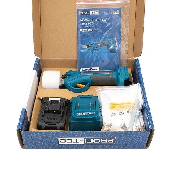 Акумуляторний секатор PROFI-TEC PES25 UltraCore (1&times;PT2020MP (2.0 Аг), зарядний пристрій) 9944483 фото