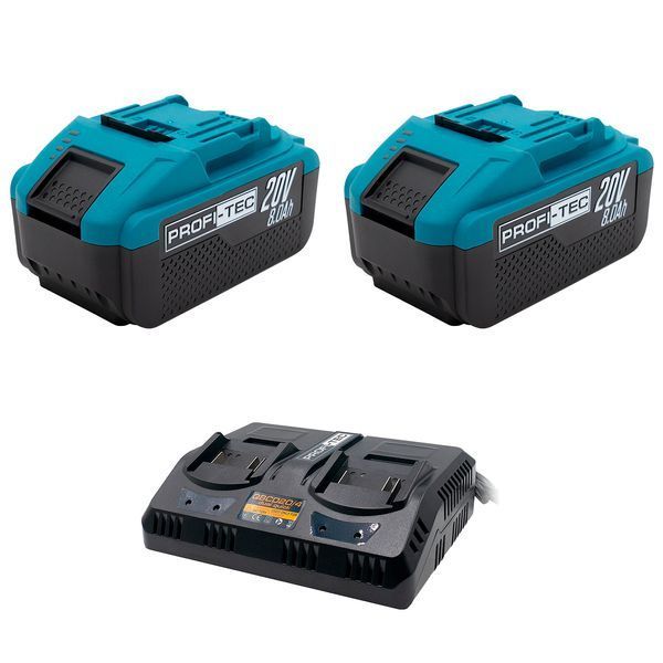 Акумуляторна газонокосарка PROFI-TEC EcoCut 43 Lite (2&times;PT2080EP (8.0 Аг), зарядний пристрій QBCD20/4 dual quick) 4813411 фото
