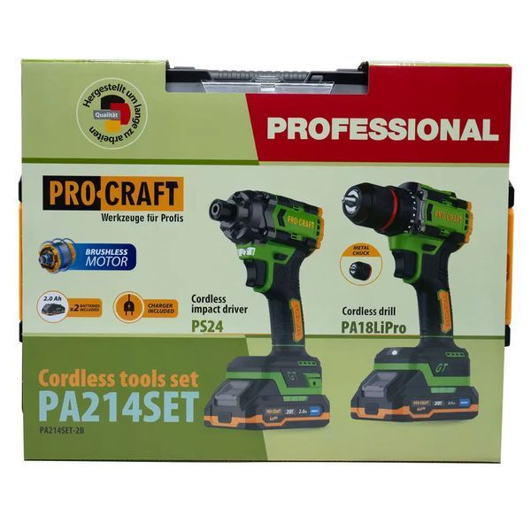 Набор шуруповерт и винтоверт Procraft PA214SET (2 АКБ, кейс) 6369280 фото