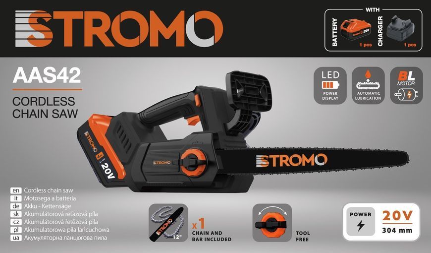 Акумуляторна пила Stromo AAS-42 (1 АКБ 20/4 та ЗП, 1ш. 1л. 30 см) 1159708 фото