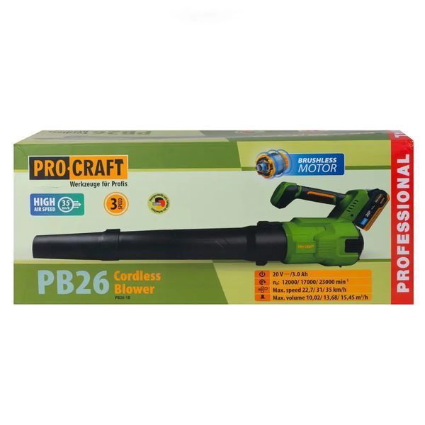Акумуляторна повітродувка Procraft PB26 (1 АКБ та ЗП) 0246801 фото