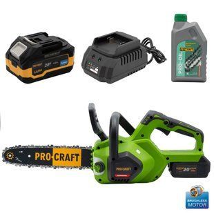 Аккумуляторная цепная пила Procraft PKA38 + 1 акб 4Ач Turbo + ЗП charger20/1 + Масло для цепи 1л sale_2869384 фото