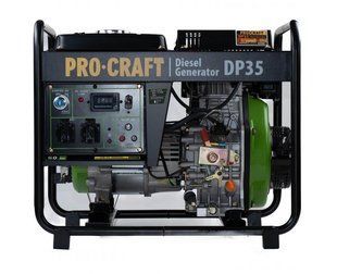 Генератор дизельний Procraft DP35 (3.3 кВт, 220В, мідна обмотка, електростартер, колеса) 1811702 фото