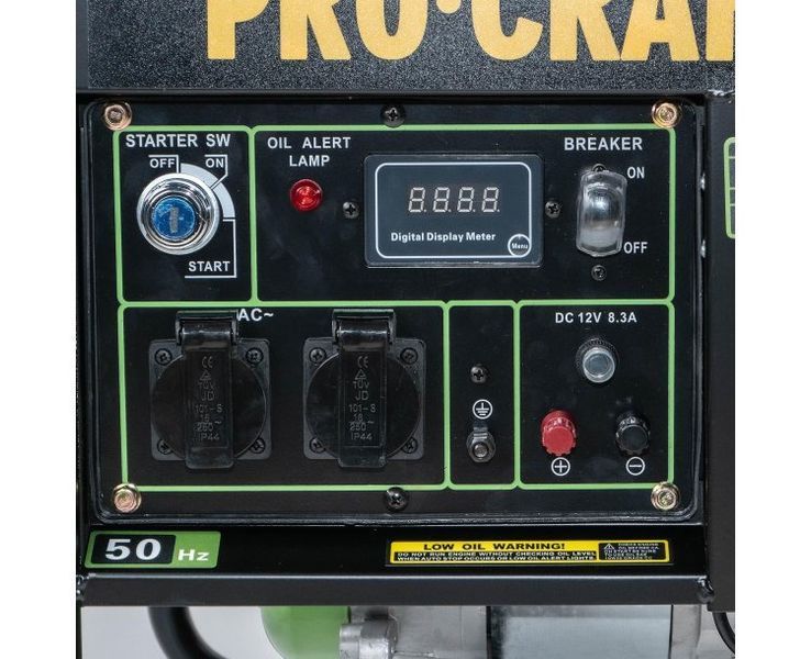 Генератор дизельный Procraft DP35 (3.3 кВт, 220В, медная обмотка, электростартер, колеса) 1811702 фото