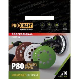Круг шлифовальный самозацепной Procraft KD225.80 UNIVERSAL (набор 10 шт.) 10 отв. 0798619 фото