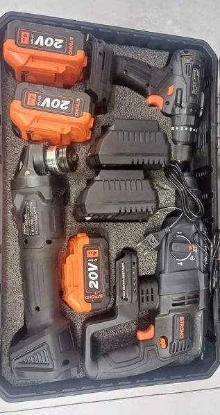 Набор инструментов STROMO PA210 SET (Болгарка, Перфоратор, Шуруповерт) 3 АКБ 20/4; 2 Зарядки 0083525 фото