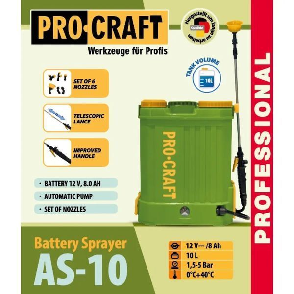 Обприскувач акумуляторний Procraft AS10 (з АКБ) 3184365 фото
