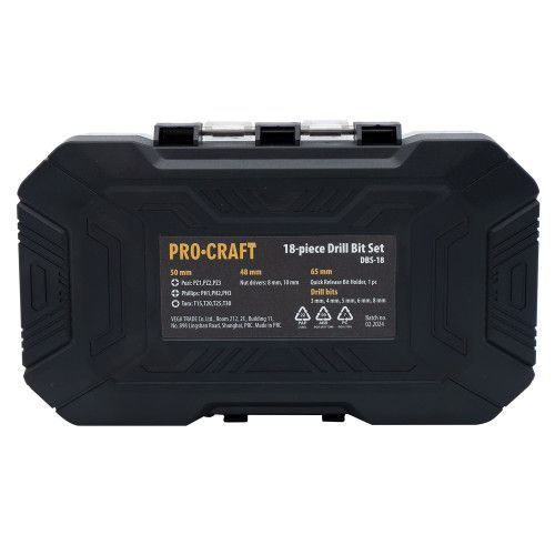 Набір свердл та біт Procraft DBS18 UNIVERSAL 0763483 фото