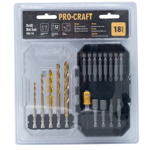 Набір свердл та біт Procraft DBS18 UNIVERSAL 0763483 фото