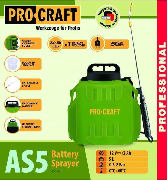 Опрыскиватель аккумуляторный Procraft AS5 (с АКБ) 9356155 фото