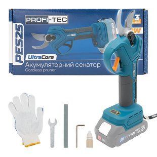 Акумуляторний секатор PROFI-TEC PES25 (20 В, безщітковий двигун, різ 15 / 25 мм, 152 різ/хв) без АКБ та ЗП 5011950 фото