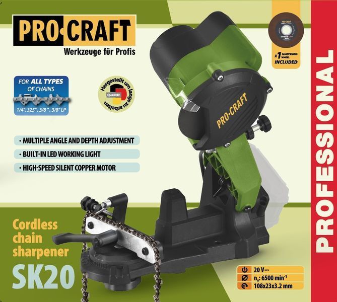 Машинка для заточки цепей акум. Procraft SK20 (без АКБ и зар. устр.) 9025157 фото
