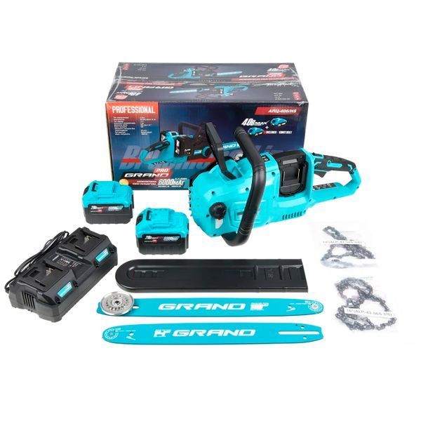 Аккумуляторная цепная пила Grand АПЦ-408/HS &mdash; 40 В, 1800 Вт, 2 АКБ 8 А&middot;ч, 2 шины и 2 цепи 8075271 фото