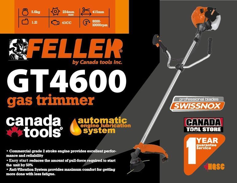 Коса бензиновая Feller GT4600 (3Т, 40Т победитовый, 1 катушка) 8923914 фото