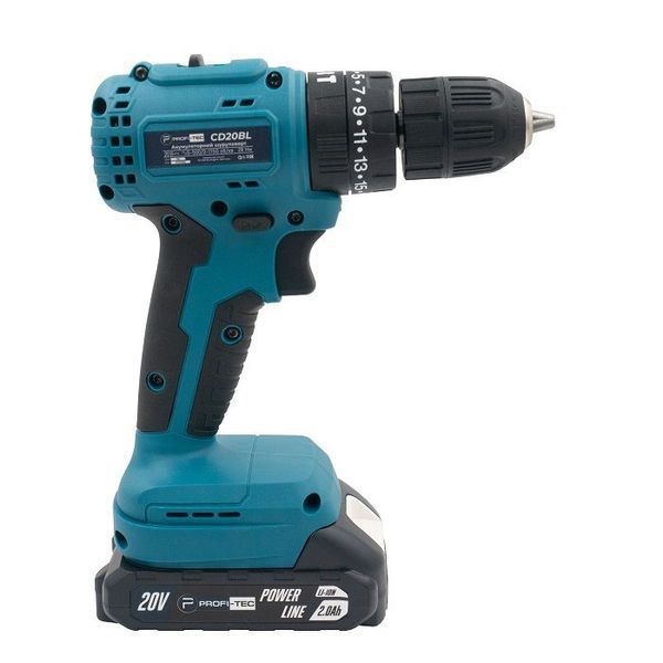 Шуруповерт ударний безщітковий PROFI-TEC 20V PCD3520BL POWERLine (2 х PT2020MP (2.0Аг), зарядний пристрій, кейс) 0377576 фото