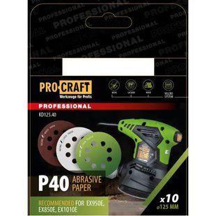 Круг шлифовальный самозацепной Procraft KD125.40 UNIVERSAL (набор 10 шт.) 8 отв. 4366289 фото