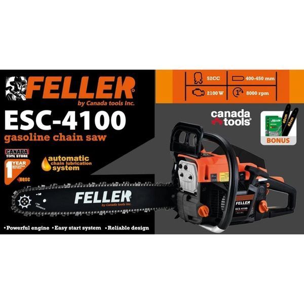 Бензопила Feller ESC-4100 (2 шини + 2 ланцюги 40 та 45 см) 5530115 фото
