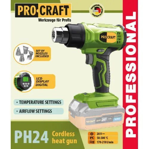 Акумуляторний фен промисловий Procraft PH24 (без АКБ та ЗП) 2546475 фото