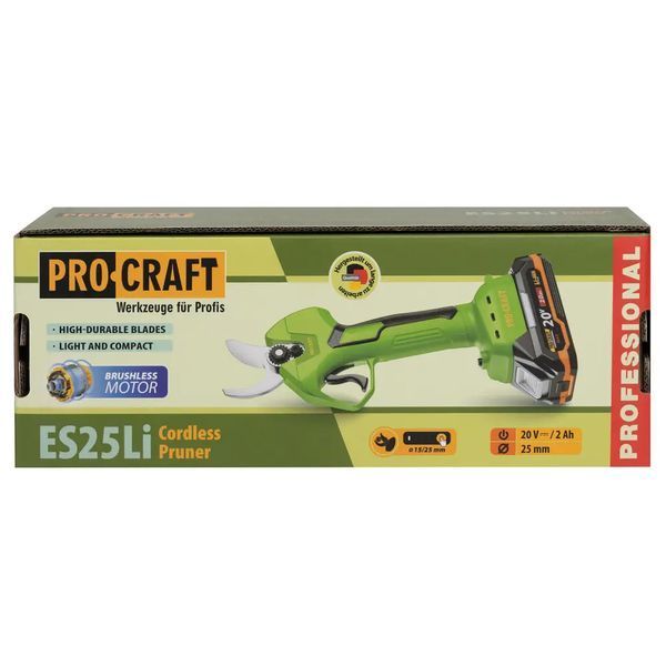 Акумуляторний секатор Procraft ES25Li (1 АКБ 20/2 Аг та ЗП) 5294481 фото