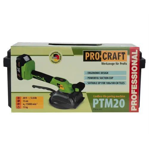 Акумуляторна віброприсоска для плитки Procraft PTM20 (1 АКБ та зар. прист., кейс) 9974143 фото
