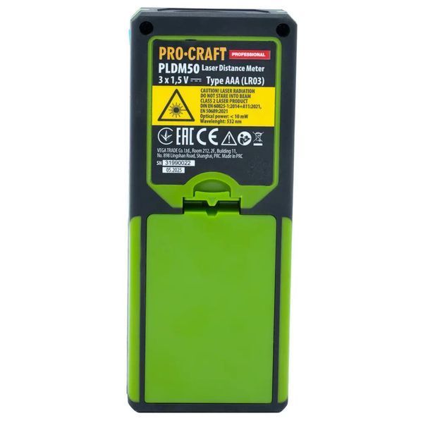 Лазерный дальномер Procraft PLDM50 (50м) 6976135 фото