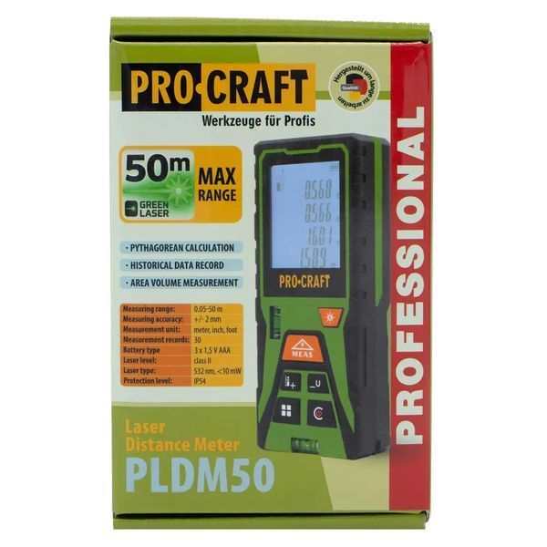 Лазерный дальномер Procraft PLDM50 (50м) 6976135 фото